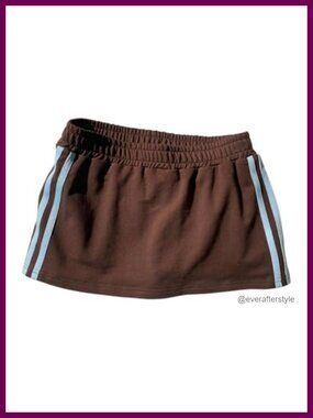 Women's Y2K Low Rise Mini Sweat Skirt with Built-in Shorts Side Stripe